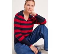 Monsoon Women's Shay Stripe Collared Jumper Red | Size: XL Monsoon Red XL