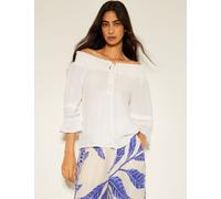 Monsoon Women's Smocked Detail Off The Shoulder Top - White, White