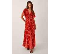 Monsoon Women's Tallie Floral Cape Maxi Dress in Red | Size: 18
