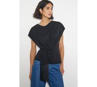 Monsoon Women's Tanya Twist Tassel Jersey Top Black | Size: XL