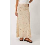 Monsoon Women's The India Edit Celestine Embellished Maxi Skirt Yellow in Beige | Size: 14
