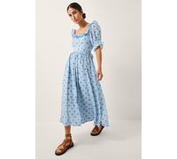 Monsoon Women's The India Edit Matilda Printed Puff Sleeve Midi Dress Blue | Size: 24