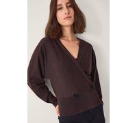 Monsoon Women's Thea Embellished Wrap Jumper Brown in Chocolate | Size: Large