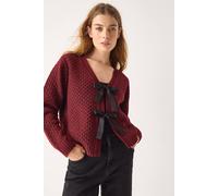 Monsoon Women's Tina Bow Tie Cardigan Sweater Red | Size: 2XL