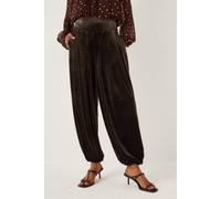Monsoon Women's Victoria Velvet Harem Trousers Brown in Chocolate | Size: 2XL