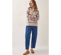 Monsoon Women's Zia Stripe Half-Zip Jumper Natural | Size: Large Monsoon Natural L