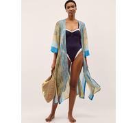 Monsoon Zig Zag Beach Cover Up Kaftan Blue Mix