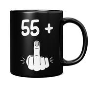 Monster 56th Birthday Mug - I'm 55 + 1, Giant 11oz Black Ceramic Coffee Mug/Cup, Gift for Men or Women