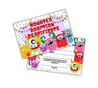 Monster Adoption Certificate Postcards | 30 pack 4” x 6” Stress Animal Crochet Dragon Take Care Of Paper