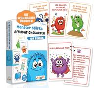 Monster Affirmation Cards Children - 55 Cards Courage Cards & Motivational Cards for School & Everyday Life - Positive Thoughts & Mindfulness Cards - Strong Affirmations Playfully Learning