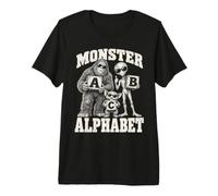 Monster Alphabet Learning Bigfoot Alien ABC Block Premium T-Shirt