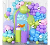 Monster Balloons Arch Garland Kit, Cartoon Inc Balloons Party Decorations, Purple Green Blue Pink Teal Blue Balloons Arch for Monster Theme Birthday Baby Shower Party Decor