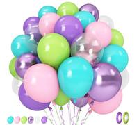 Monster Balloons Set, Pack of 60 12 inch Monster Cartoon Inc Latex Balloon with Clear Balloons, Pink Purple Blue Green Balloon for Kid Monster Theme Birthday Baby Shower Party Decorations Supplies