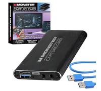 Monster Capture Card, 4K 60FPS Game Play, 1080p 60FPS Capture & Streaming, HDMI Input, HDMI/USB 3.0 Output, Microphone & Headphone Input/Output Ports, Record & Stream Videos for PC, Switch, Xbox, PS5