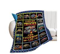 Monster Cartoon Truck Blanket Monster Jam Grave Digger Throw Blanket Truck Car Lover Gift for Boys Kids Room Decor Soft Warm Fleece Flannel Plush Blankets for Couch Sofa Bed 40"X50"