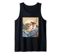 Monster Cat and Dinosaur fight Japanese style Tank Top