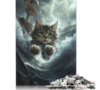 Monster Cat in The Sea Jigsaw Puzzles Puzzles for Adults Kids. 1000 Piece Whimsical Challenge Toy Educational Game Home Decoration for Educational Games Gifts 1000pcs (38x26cm)