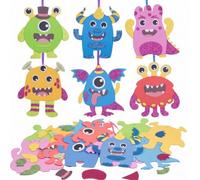 Monster Craft Kits for Kids - Foam Monster Stickers DIY Art & Craft Activity Set with Glitter Accessories & Ribbons for Halloween Thanksgiving Autumn Party Favors, Classroom Games,Hanging Ornaments