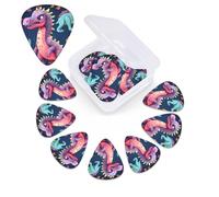 Monster Dinosaur Print Guitar Picks 12 Pack Guitar Plectrums with Storage Box Bass Picks For Acoustic Guitar Bass Electric Ukulele Includes 0.46mm, 0.71mm, 0.96mm