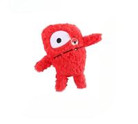 Monster Dog Toy with Funny Face, Plush Squeaky Dog Toy with Crinkle Paper, Interactive Chew Toys for Small and Medium Dogs, Soft and Durable Pet Toys for Indoor Play (Red)
