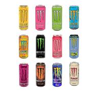 Monster Energy Drink Flavours,Khaotic,Rosa,Cosmic Peach,Mango Loco,Paradise,Rossi,Pipeline,Lewis Hamilton,Ripper,Punch Mixd,Pacific - High Caffeine Sports Energy Drink 500ml (Pack of 12, Assorted)
