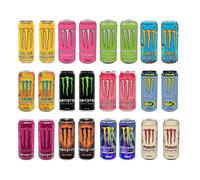 Monster Energy Drink Flavours,Khaotic,Rosa,Cosmic Peach,Mango Loco,Paradise,Rossi,Pipeline,Lewis Hamilton,Ripper,Punch Mixd,Pacific - High Caffeine Sports Energy Drink 500ml (Pack of 24, Assorted)