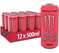 Monster Energy Pipeline Punch - Caffeinated Energy Drink with Refreshing Punch Flavour of Passion Fruit, Orange and Guava - in Practical Disposable Tins (12 x 500 ml)