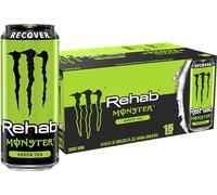 Monster Energy Rehab Green Tea + Energy, Energy Iced Tea, Energy Drink 15.5 Ounce (Pack of 15)