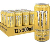 Monster Energy® Ultra Gold® Carbonated Energy Drink | L-Carnitine + Taurine + Zero Sugar, 16.91 fl oz / 500 ml, 12 Pack