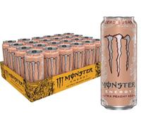 Monster Energy Ultra Peachy Keen, Sugar Free Energy Drink, 16oz (Pack of 24)