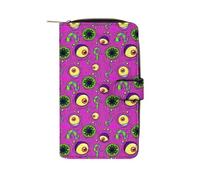 Monster Eyeball Halloween Long Zippered Pouch Slim Clutch Organizer Purse Money and Credit Card Holder for Men Women