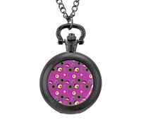 Monster Eyeball Halloween Vintage Pocket Watch with Chain Arabic Numerals Scale Quartz Pocket Watches Gifts for Men Women