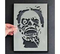 Monster face Zombie Head Stencil | Halloween Decor & Craft Stencil | Paint & Customise Signs, Walls, Fabrics, Furniture | Reusable … (17x26cm)