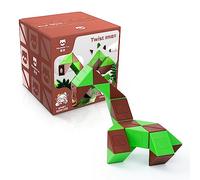 Monster Go Magic Snake Cube, 24 Blocks Mini Snake Speed Cube Twist Puzzle Toys for Kids Teens(Brown-Green)