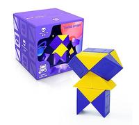 Monster Go Magic Snake Cube, 24 Blocks Mini Snake Speed Cube Twist Puzzle Toys for Kids Teens(Purple-Yellow)