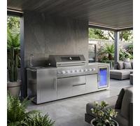 Monster Grill - Ultimate Outdoor Kitchen - 6 Burner Gas BBQ Grill with Fridge and Sink