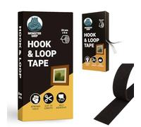 Monster Grip Hook and Loop Tape, 25mm x 6m, Cut to Length, Extra Strong Hold, Self Adhesive Hook and Loop Tape, Multi-Purpose (Black)