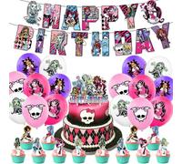 Monster H Birthday Party Supplies - Happy Birthday Banner, Cake & Cupcake Toppers, Balloons for Kids' Monster H Party Decor