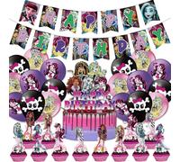 Monster H Birthday Party Supplies, Monster H Decorations Include Happy Birthday Banner, Monster H Cake Toppers, Balloons Cupcake Toppers for Kids Fans Monster H Party Decor 42PCS