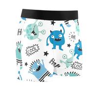 Monster Hello Men's Boxer Brief Underwear Moisture Wicking Bamboo Cool Underwear for Men Athletic Underwear, Monster Hello, L