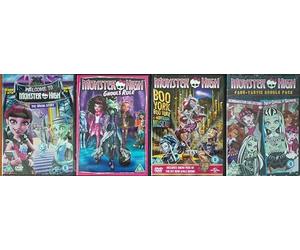 MONSTER HIGH 1-5 COLLECTION / 1+2. SCAREMESTER COLLECTION + NEW GHOUL AT SCHOOL / 3. BOO YORK BOO YORK / 4. GHOULS RULE / 5. WELCOME TO ... THE ORIGIN STORY = ULTIMATE 4x DVD UK SET
