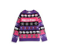 Monster High Womens Purple Pink Black White Christmas Jumper | Long Sleeve Crew Neck with Skull & Snowflake Fairisle Design | Winter Wear for Festive Occasions Merch - XX-Large