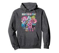 Monster High Alumni - Character Rainbow Cloud Group Pullover Hoodie, Adult Unisex, Dark Heather Grey, X-Large