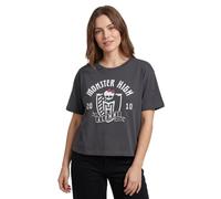 Monster High Alumni Women's Grey Cropped Short Sleeve T-Shirt | Graphic Tee for Ladies Logo Print Top | Short-Sleeved Alumni Apparel | Casual Wear for Her