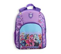 Monster High Girls Purple Backpack | Draculaura Frankie Stein Clawdeen Wolf Character Graphic | Zip Closure with Front Pocket & Padded Back Merch