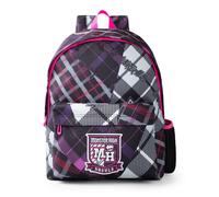 Monster High Girls Black Tartan Patchwork Backpack | Plaid Rucksack with Adjustable Straps, Front Pocket & Mesh Storage | School Bag for Students | School Supplies