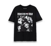 Monster High Womens T-Shirt | Ladies Dolls Short Sleeve Graphic Tee in Black | Classic Logo Monotone Character Short-Sleeve Apparel Crewneck Top | Fashion TV Show Merchandise Gift