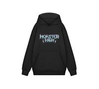 Monster High Women's Hooded Black Sweatshirt | Classic Long Sleeve Graphic Tee for Casual Wear Logo Print | High Voltage Cartoon Apparel | Retro Fashion Top