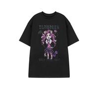 Monster High Womens Black Short-Sleeved T-Shirt | Clawdeen Wolf Howl Feet Print Graphic Tee for Adults Brand Apparel | Cartoon TV Series Merchandise Gift
