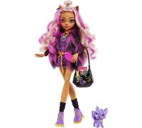 Monster High Clawdeen Wolf Doll G3 2022 - Creepy-Cute Fashion, Animal-Print Jumper, Faux-Fur Vest, Crescent Cat